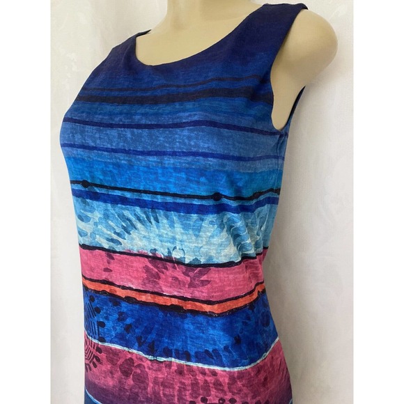 Desigual ADANA Blue Sleeveless Dress Striped Round Neck Pink Keyhole Shi… - Picture 5 of 6